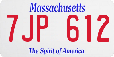 MA license plate 7JP612