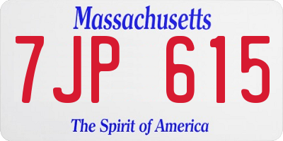 MA license plate 7JP615