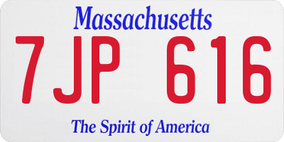MA license plate 7JP616