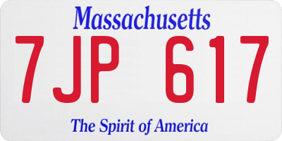 MA license plate 7JP617