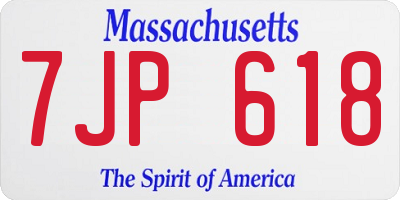 MA license plate 7JP618