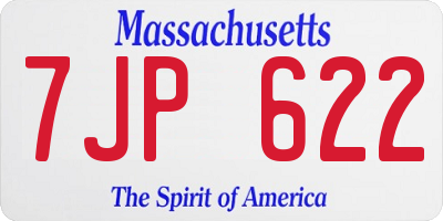 MA license plate 7JP622