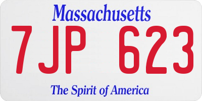MA license plate 7JP623