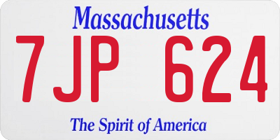 MA license plate 7JP624