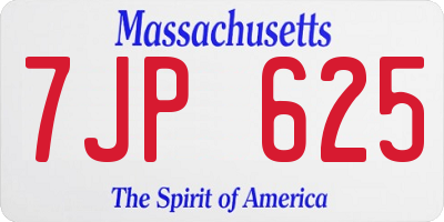 MA license plate 7JP625