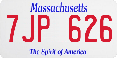 MA license plate 7JP626