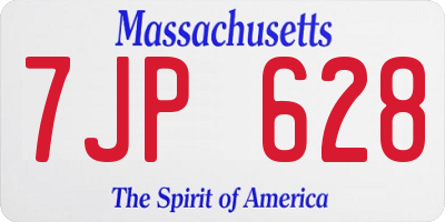 MA license plate 7JP628