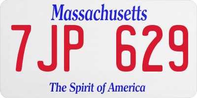 MA license plate 7JP629