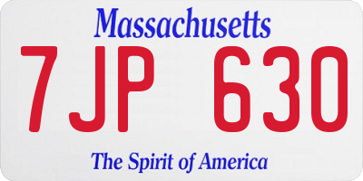 MA license plate 7JP630
