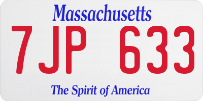 MA license plate 7JP633