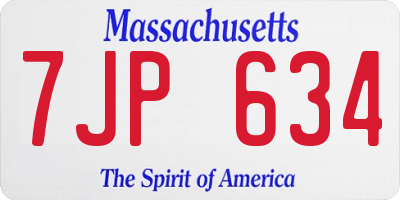 MA license plate 7JP634