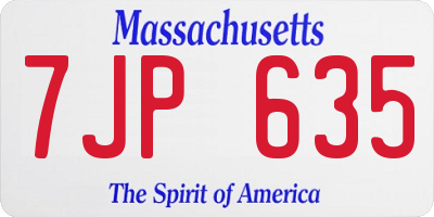 MA license plate 7JP635