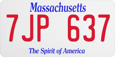 MA license plate 7JP637