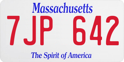 MA license plate 7JP642