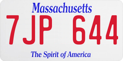 MA license plate 7JP644