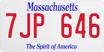 MA license plate 7JP646