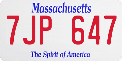 MA license plate 7JP647
