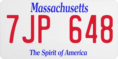 MA license plate 7JP648