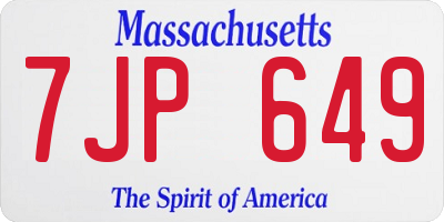 MA license plate 7JP649