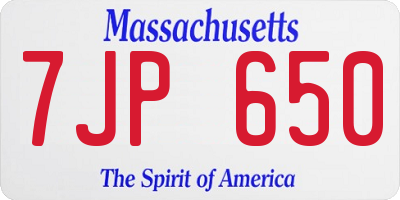 MA license plate 7JP650