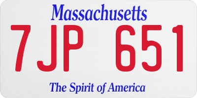 MA license plate 7JP651