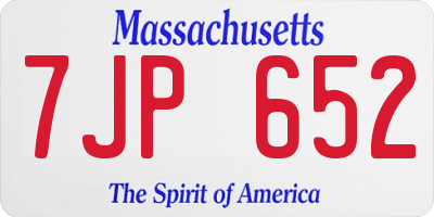 MA license plate 7JP652
