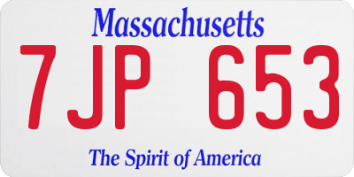 MA license plate 7JP653