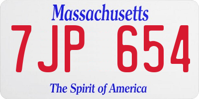 MA license plate 7JP654