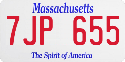 MA license plate 7JP655