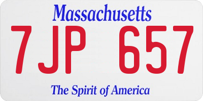 MA license plate 7JP657