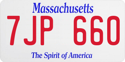 MA license plate 7JP660