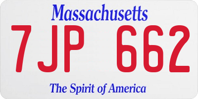 MA license plate 7JP662