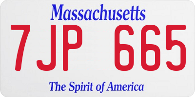 MA license plate 7JP665