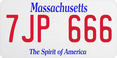 MA license plate 7JP666