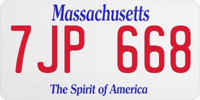 MA license plate 7JP668