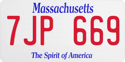 MA license plate 7JP669