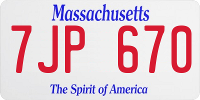 MA license plate 7JP670