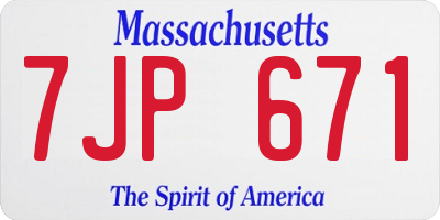 MA license plate 7JP671