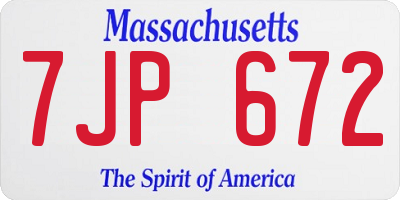 MA license plate 7JP672