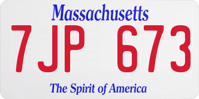 MA license plate 7JP673