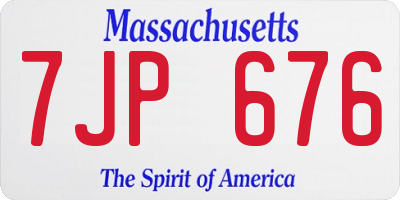 MA license plate 7JP676