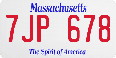 MA license plate 7JP678