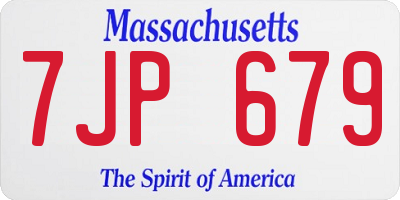 MA license plate 7JP679