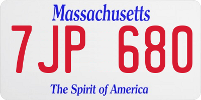 MA license plate 7JP680