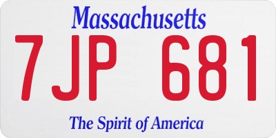 MA license plate 7JP681