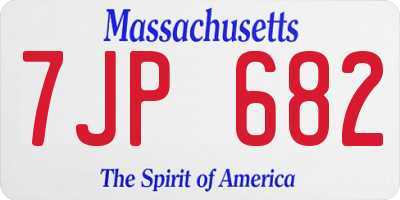MA license plate 7JP682