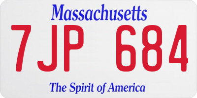 MA license plate 7JP684