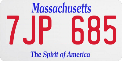 MA license plate 7JP685