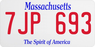 MA license plate 7JP693