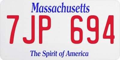 MA license plate 7JP694